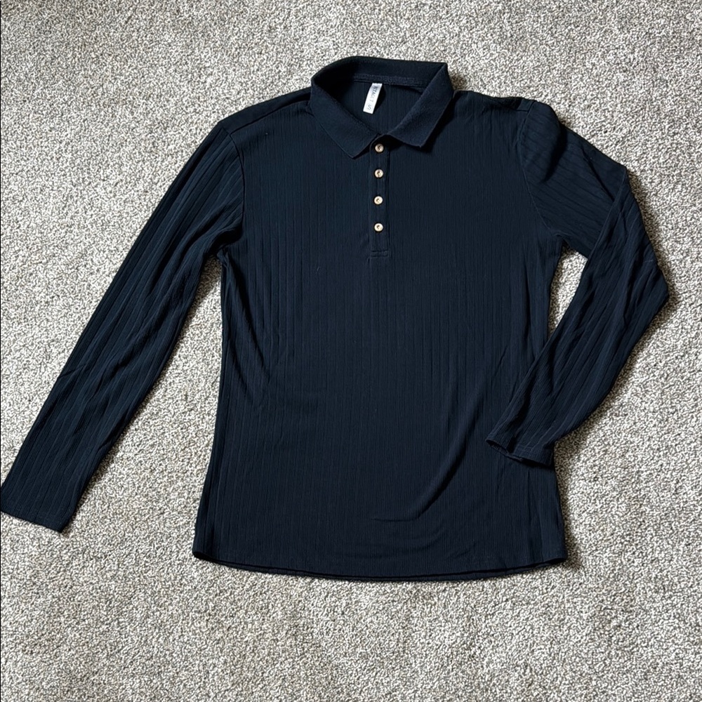 Men's Navy Long Sleeve Collared Shirt